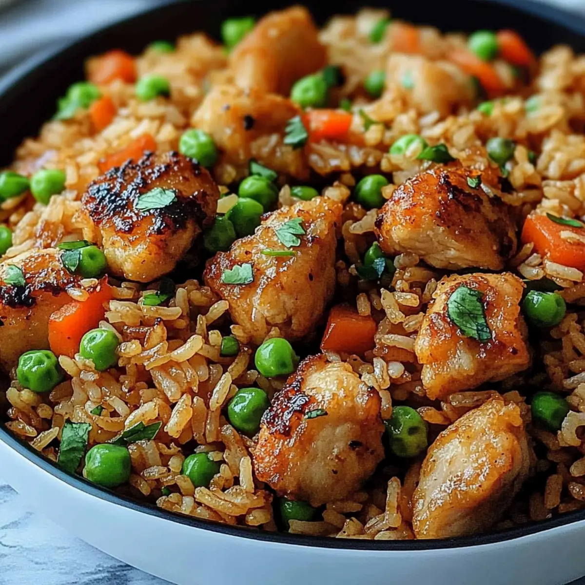 High Protein Crispy Garlic Chicken Fried Rice