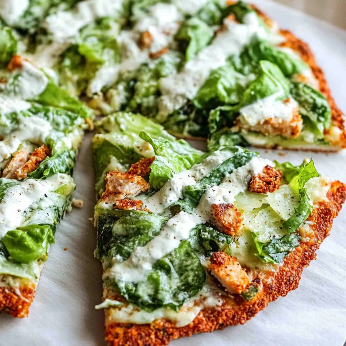 Chicken Crust Caesar Salad Pizza