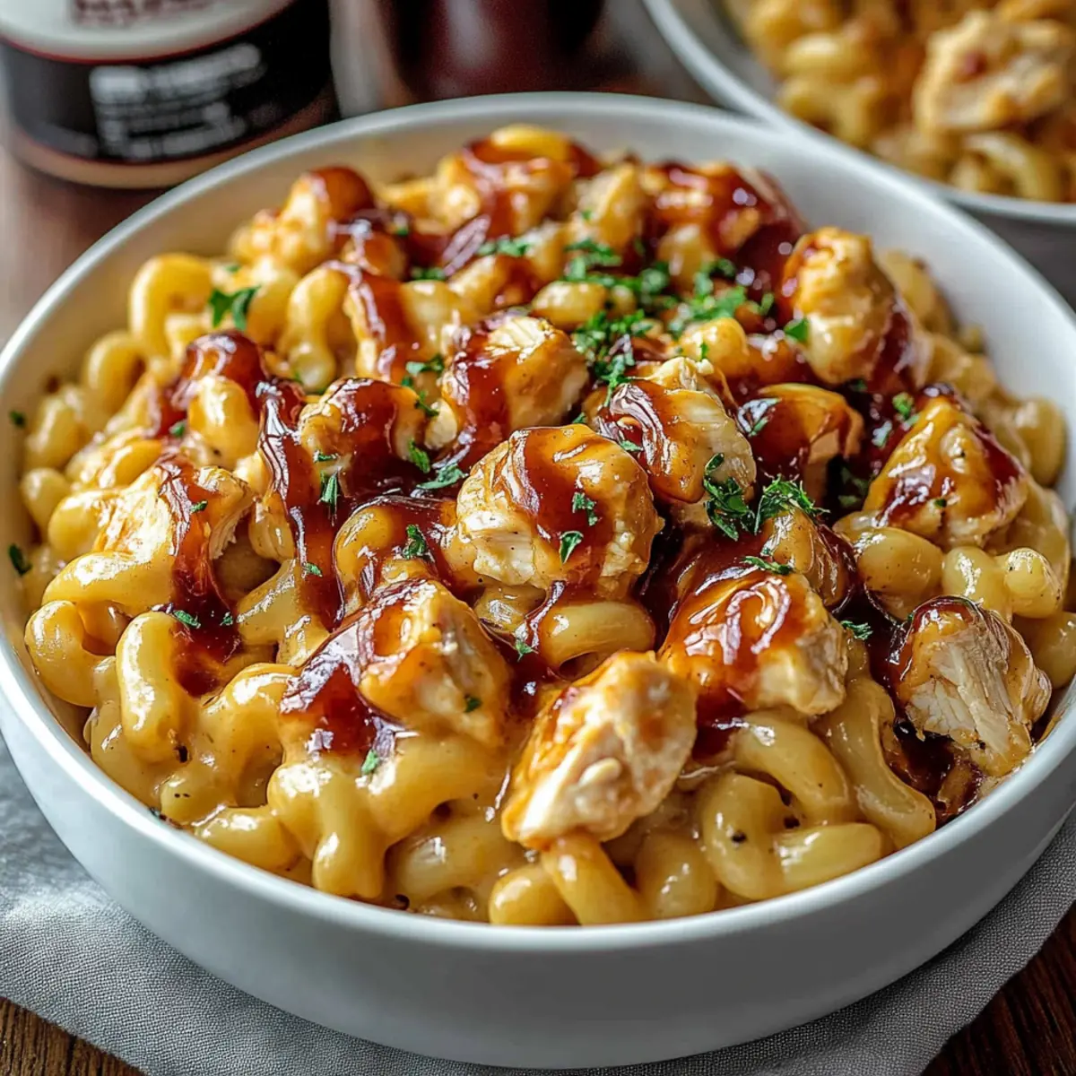High Protein Honey BBQ Chicken Mac & Cheese