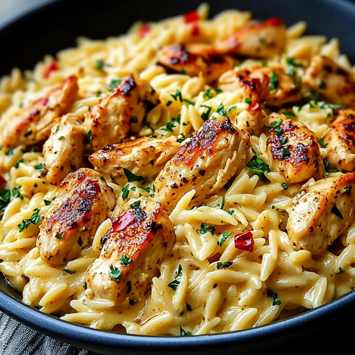One Pot Cajun Chicken Alfredo Orzo