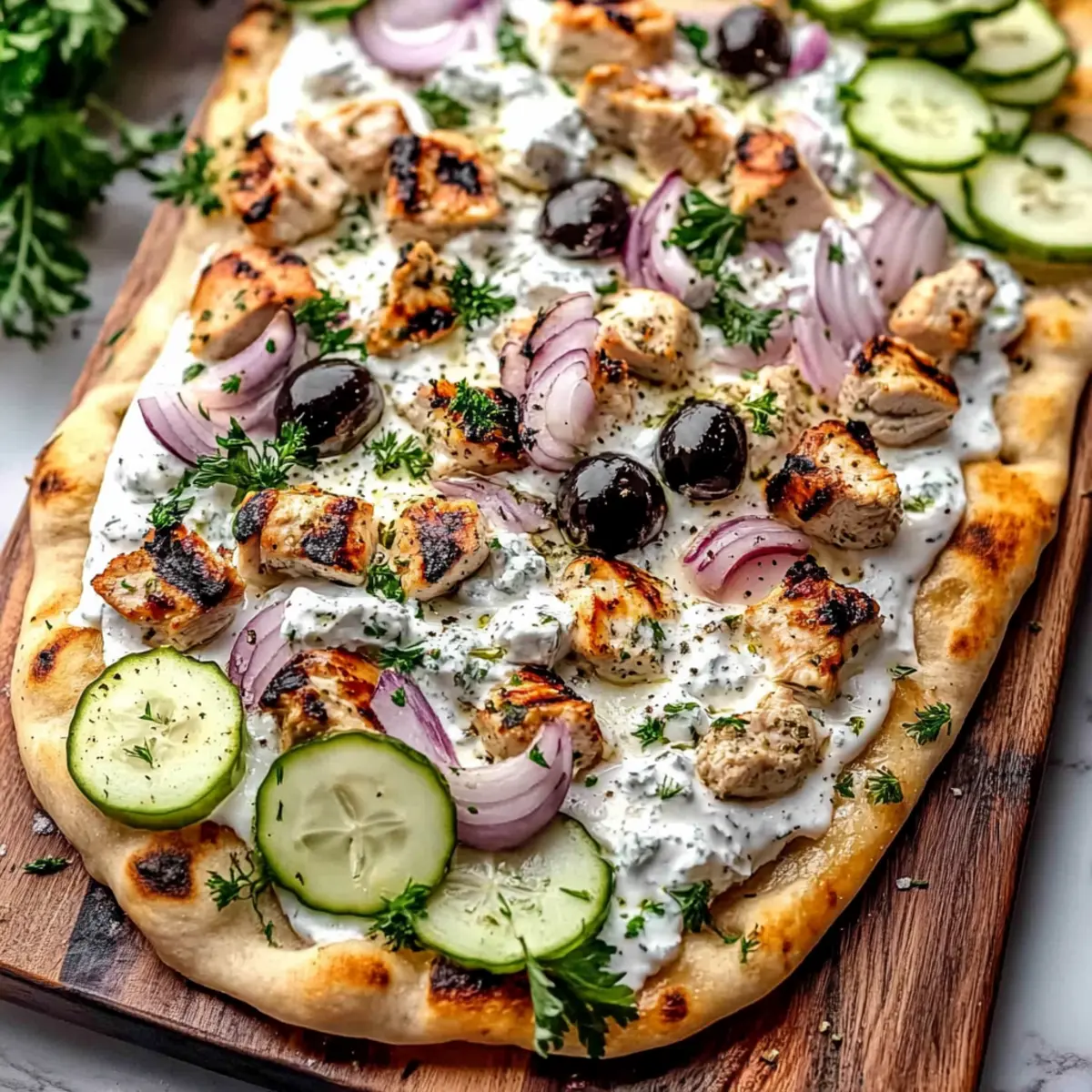 Greek Chicken Flatbread