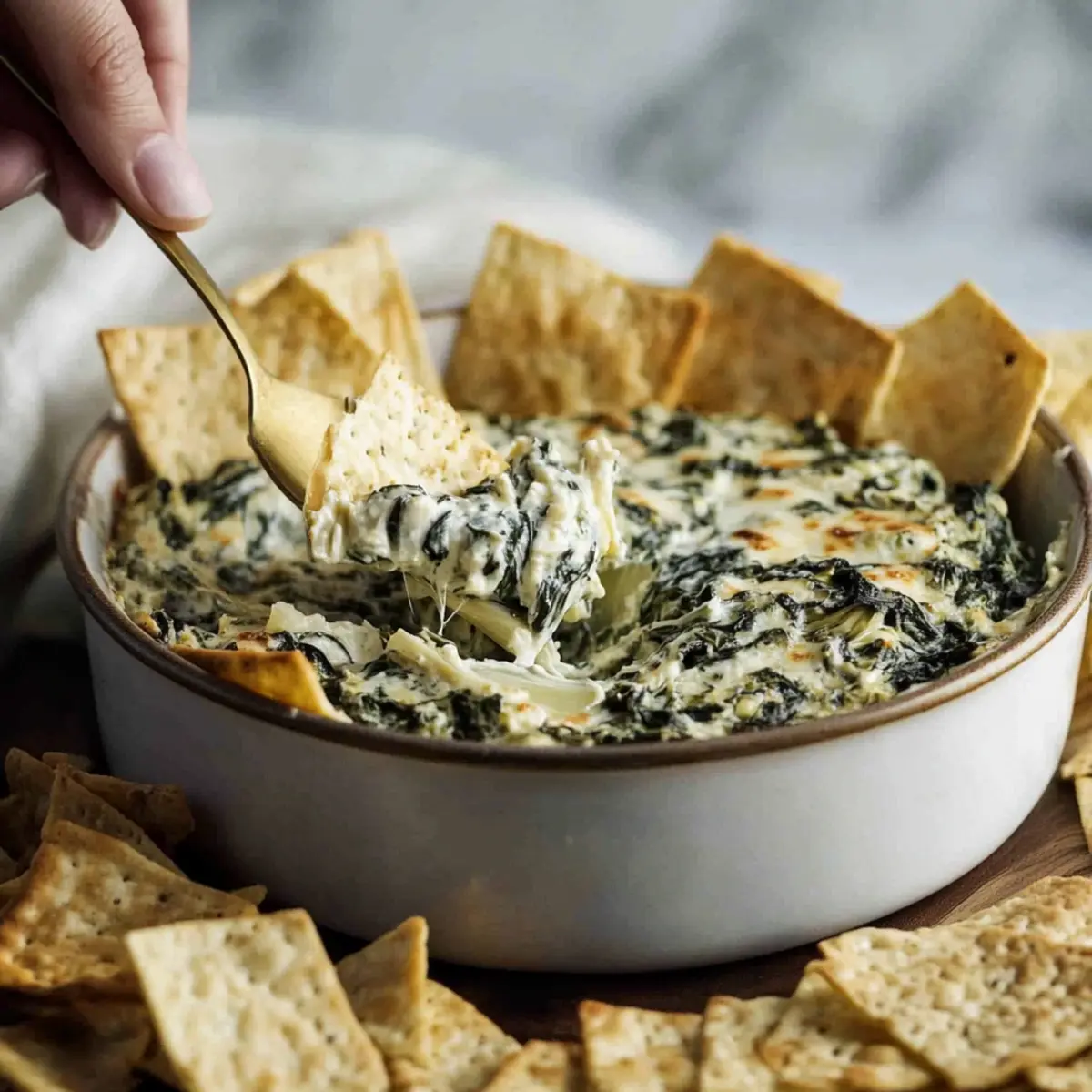 High Protein Spinach Artichoke Dip
