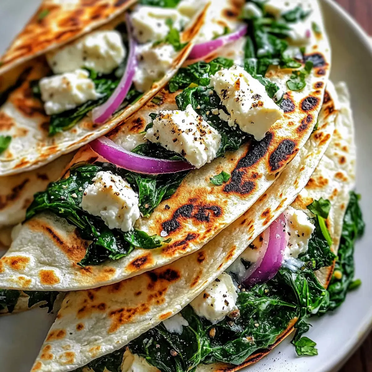 Mediterranean Spinach Feta Quesadillas