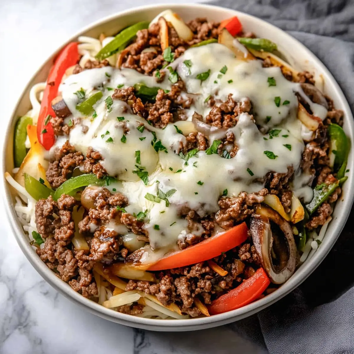 Ground Beef Philly Cheesesteak Meal Prep