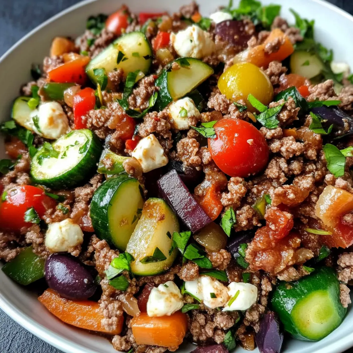 Mediterranean Ground Beef Stir Fry