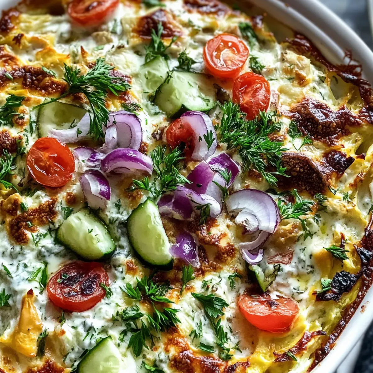 Dump and Bake Chicken Tzatziki Casserole