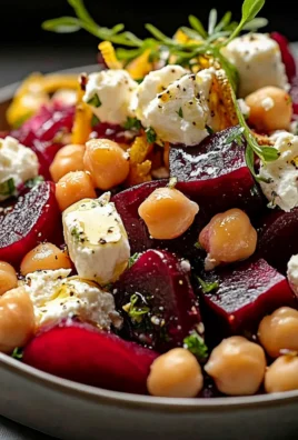 Chickpea Beet Feta Salad with Lemon Garlic Vinaigrette