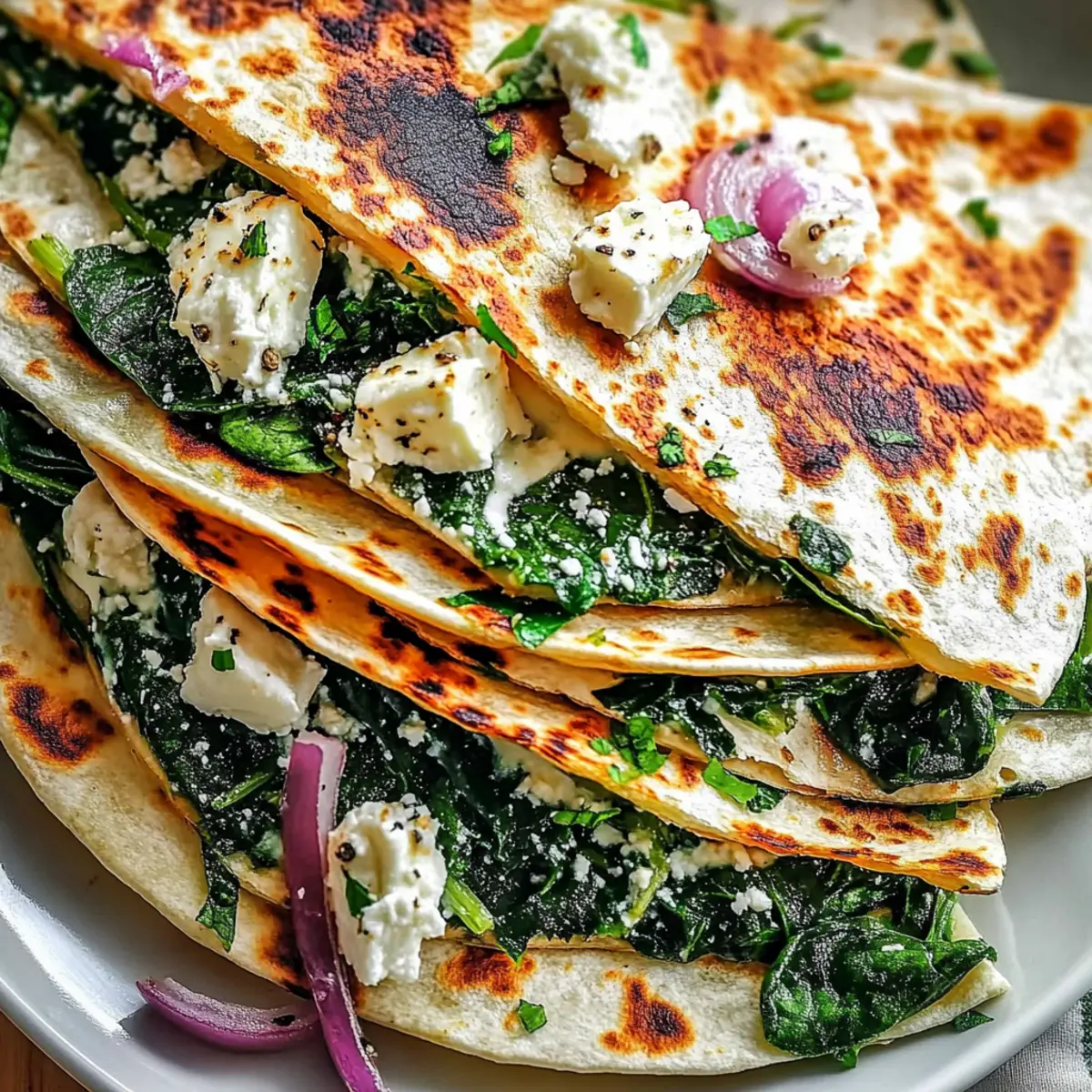 Mediterranean Spinach Feta Quesadillas