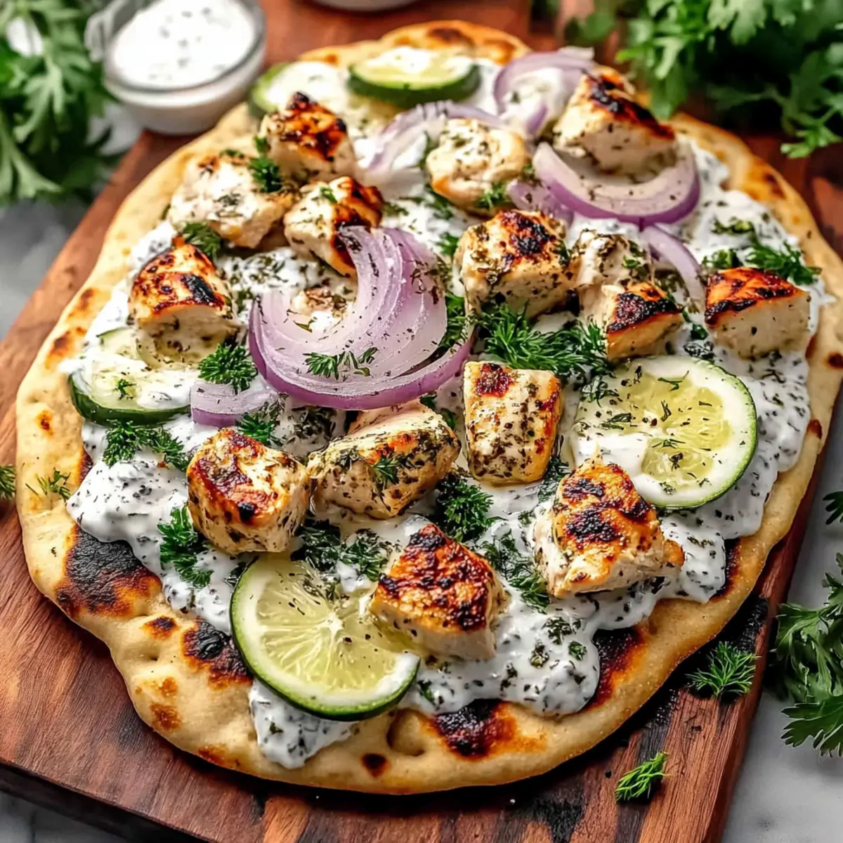 Greek Chicken Flatbread