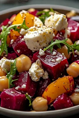 Chickpea Beet Feta Salad with Lemon Garlic Vinaigrette