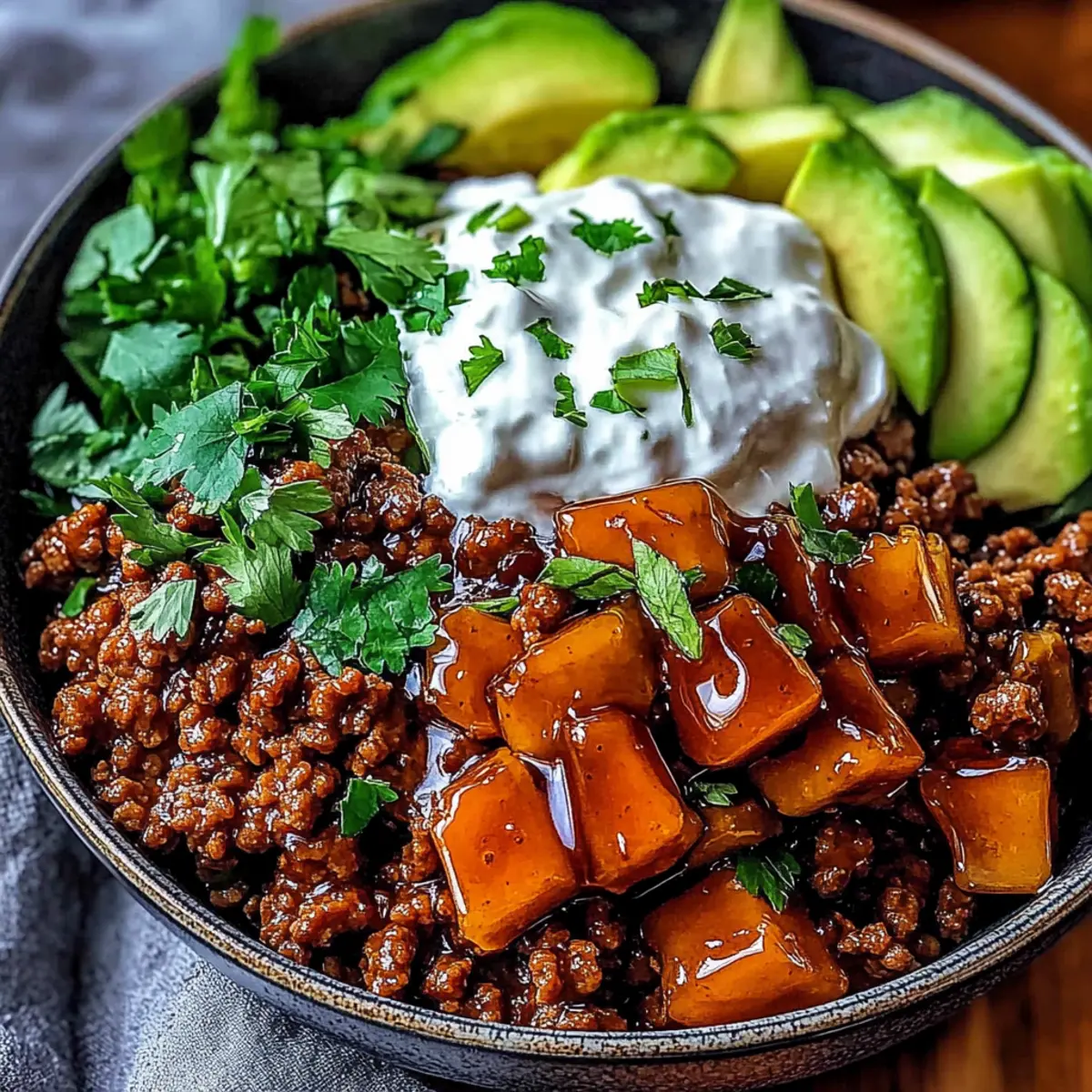 Ground Beef Hot Honey Bowl
