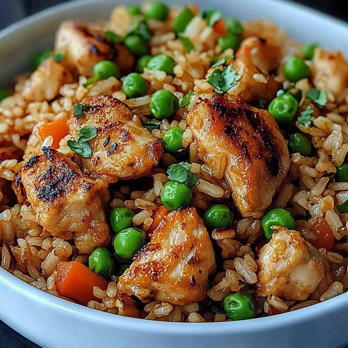 High Protein Crispy Garlic Chicken Fried Rice