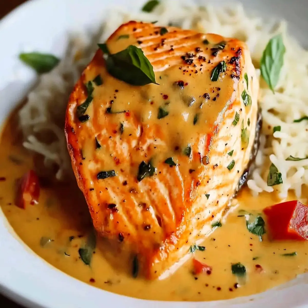 Creamy Roasted Red Pepper Salmon