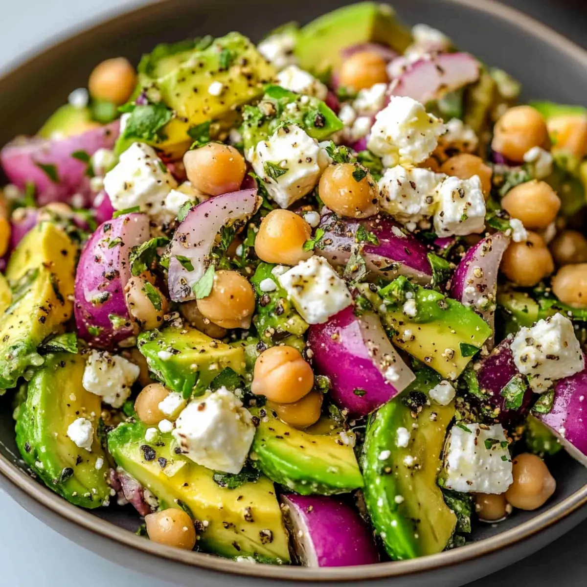 Chickpea Feta Avocado Salad