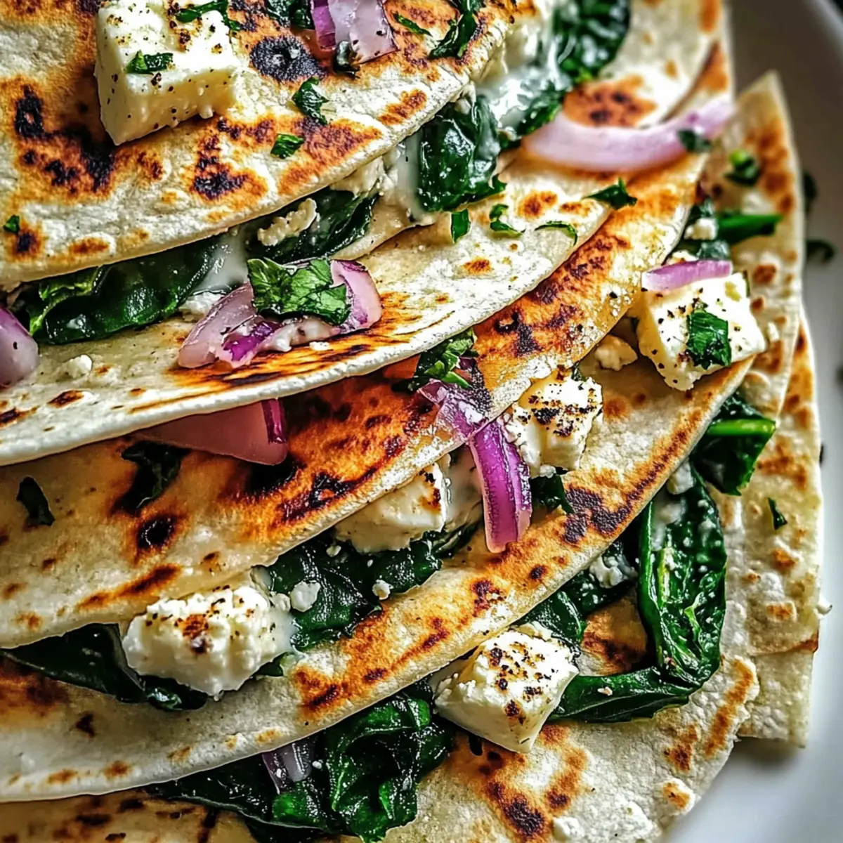 Mediterranean Spinach Feta Quesadillas