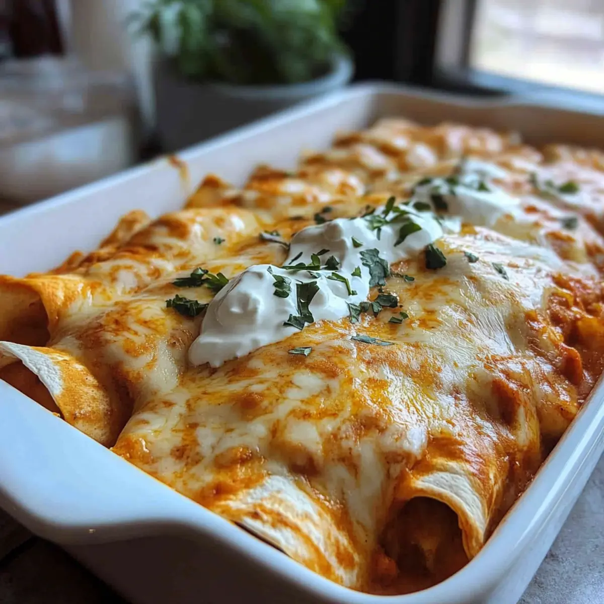 High Protein Chicken Enchiladas with White Sauce