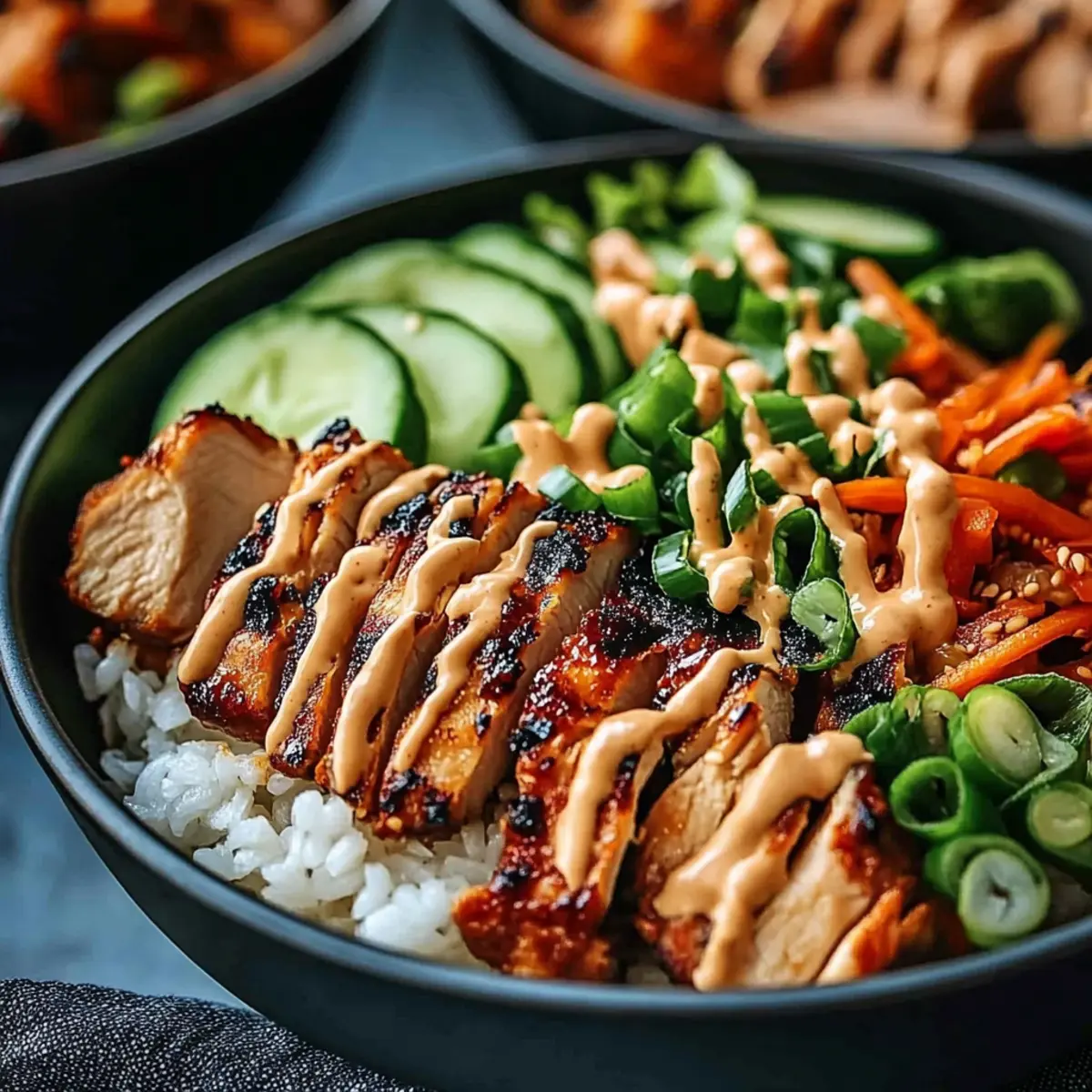Korean BBQ Chicken Bowls with Gochujang Cream Sauce