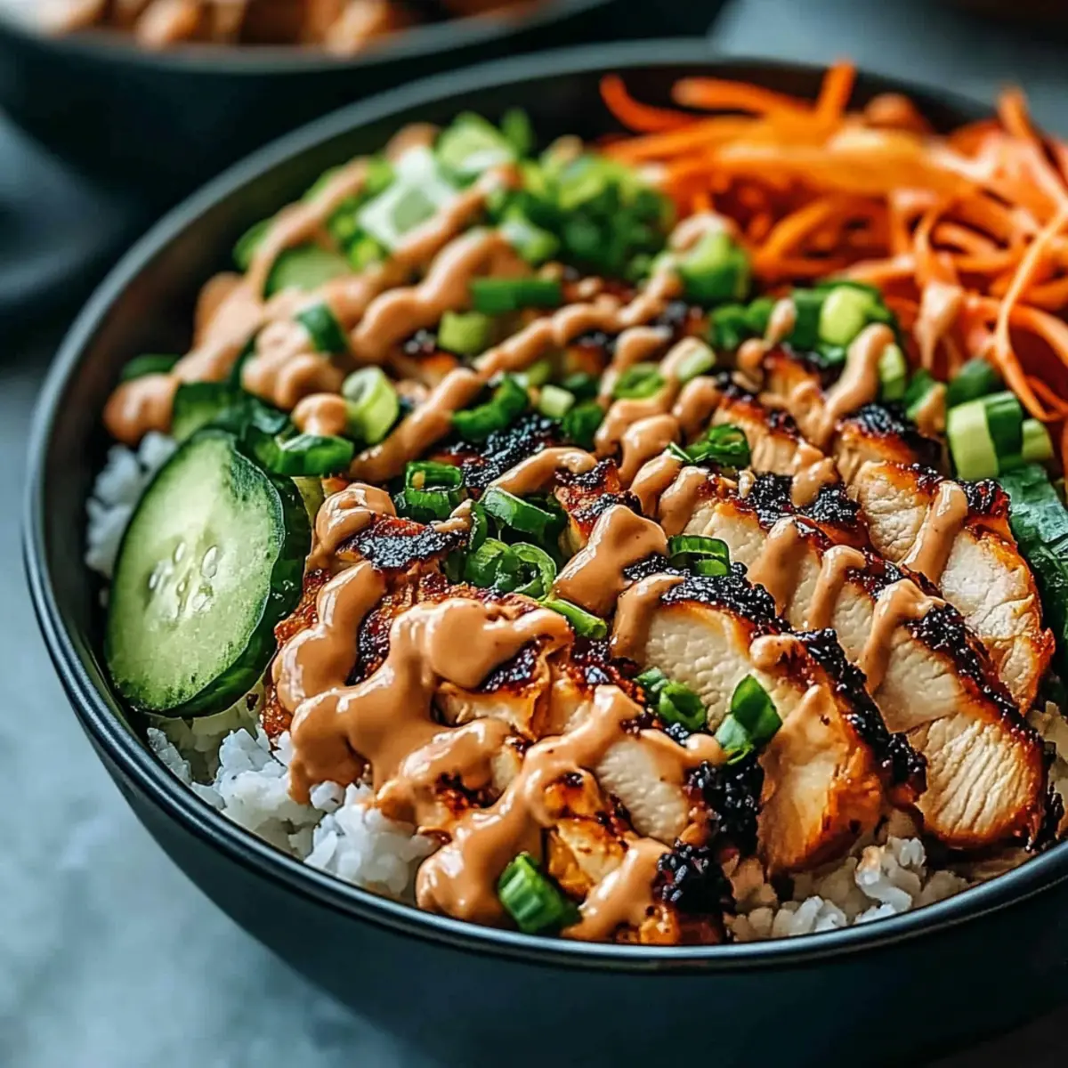 Korean BBQ Chicken Bowls with Gochujang Cream Sauce