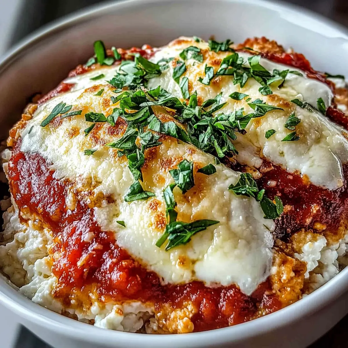 High Protein Chicken Parm Cottage Cheese Bowl