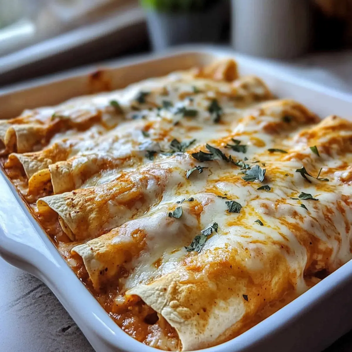 High Protein Chicken Enchiladas with White Sauce