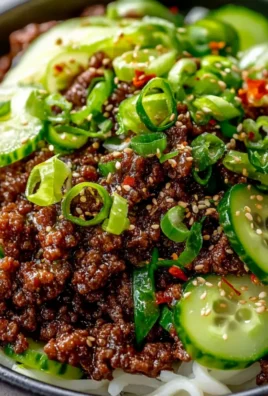 Spicy Keto Korean Ground Beef with Cucumber Salad