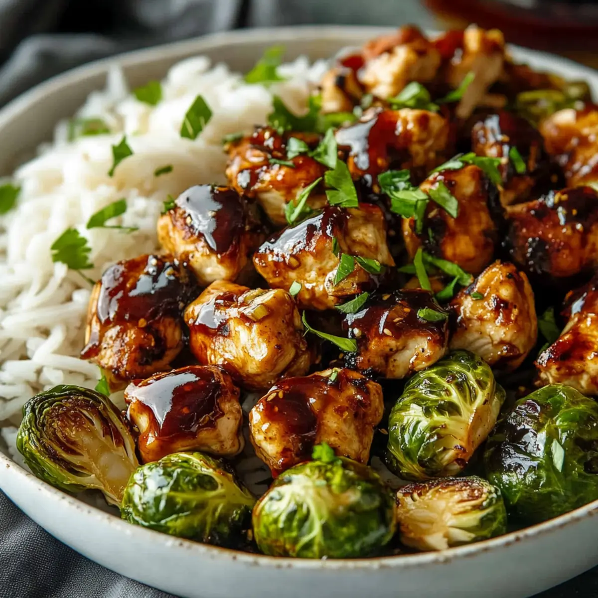 Air Fryer Sweet Chili Chicken and Brussels Sprouts