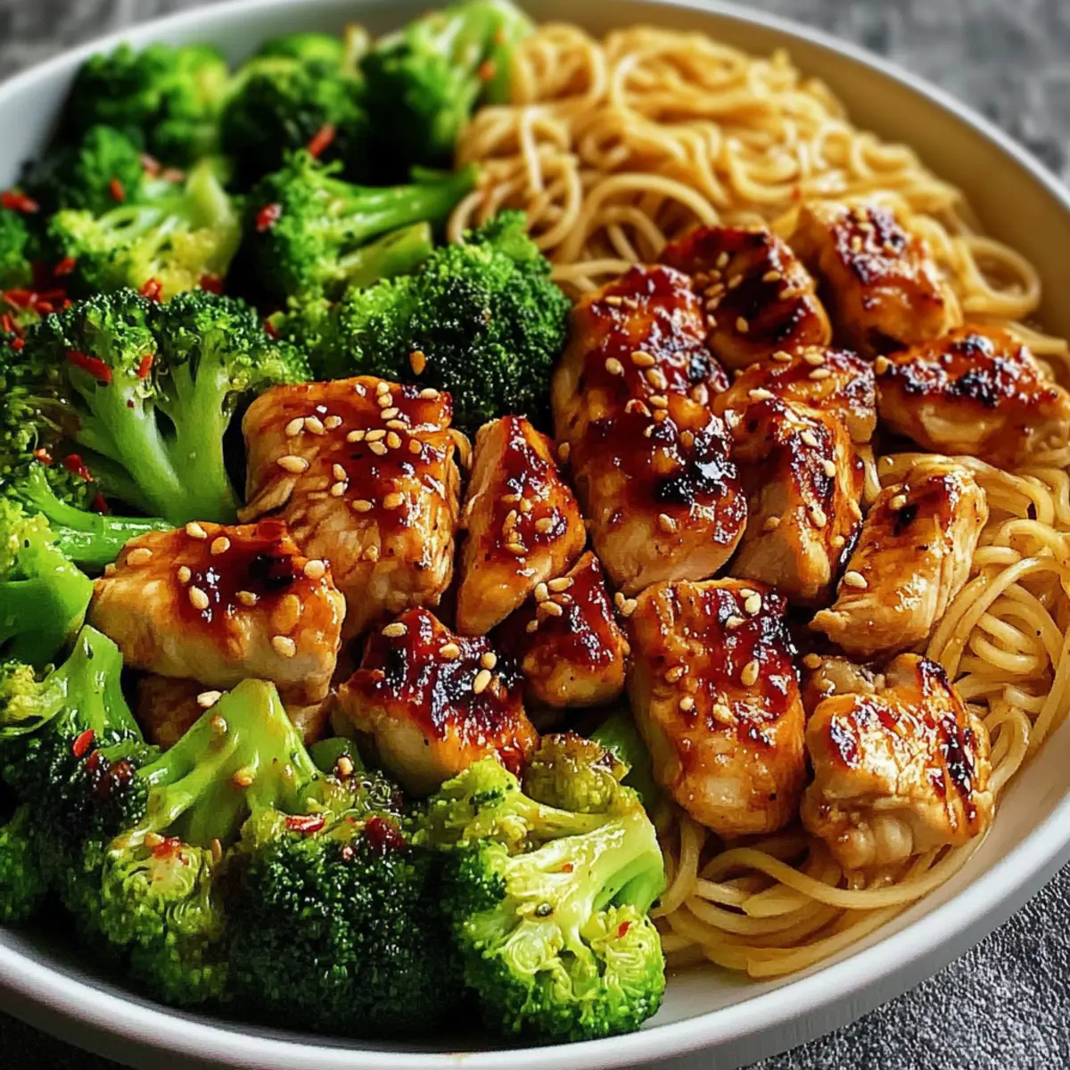 Spicy Garlic Chicken Broccoli Noodle Bowls