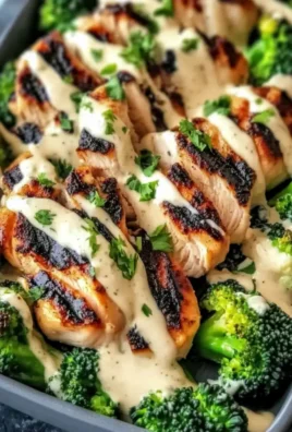 Grilled Chicken Broccoli Bowls with Creamy Garlic Sauce