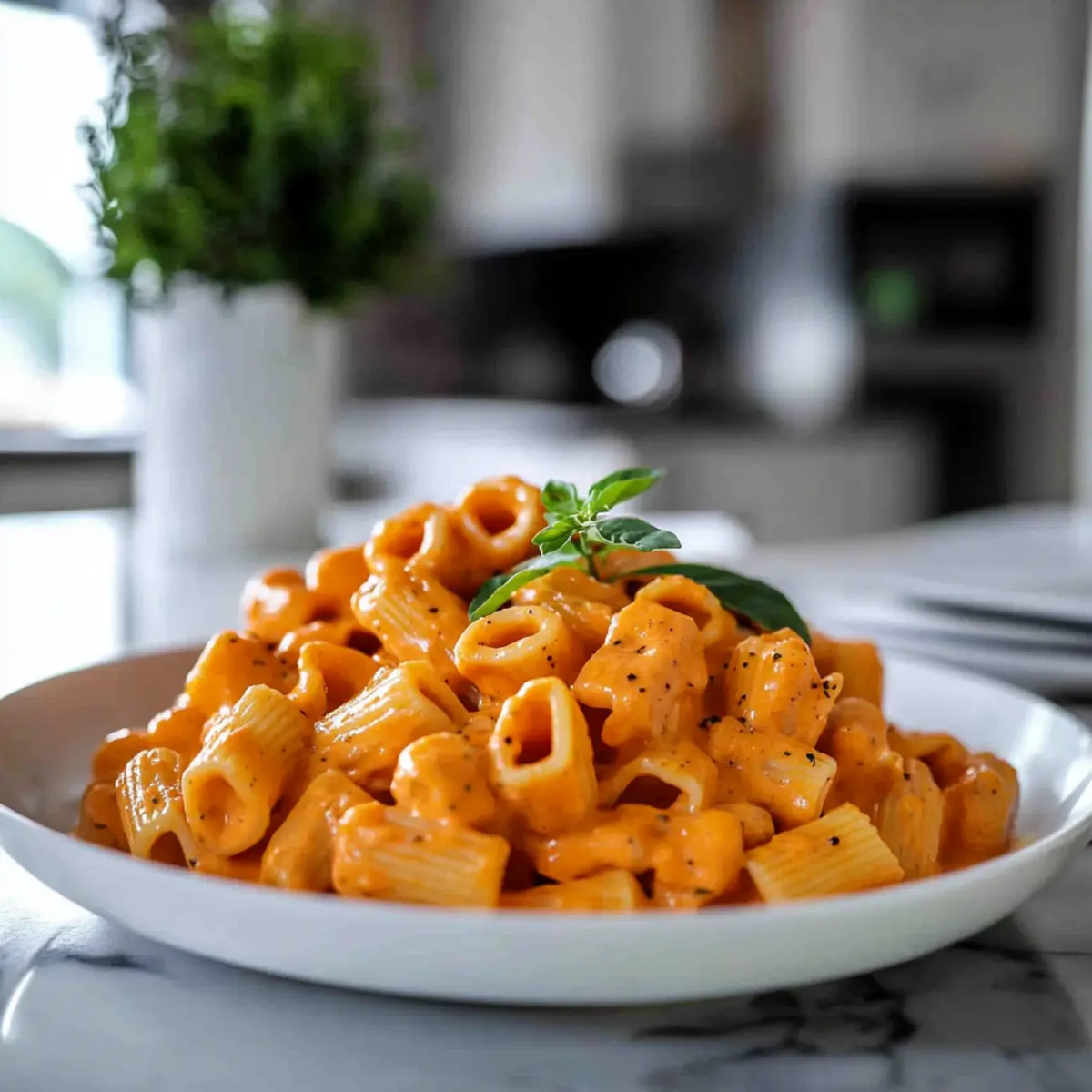 High Protein Creamy Roasted Red Pepper Pasta