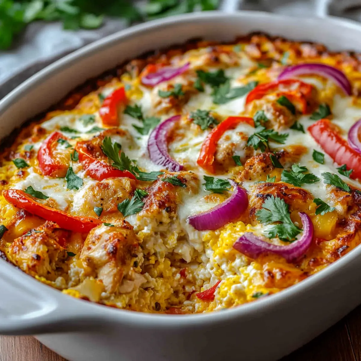 Chicken Fajita Cottage Cheese Bake