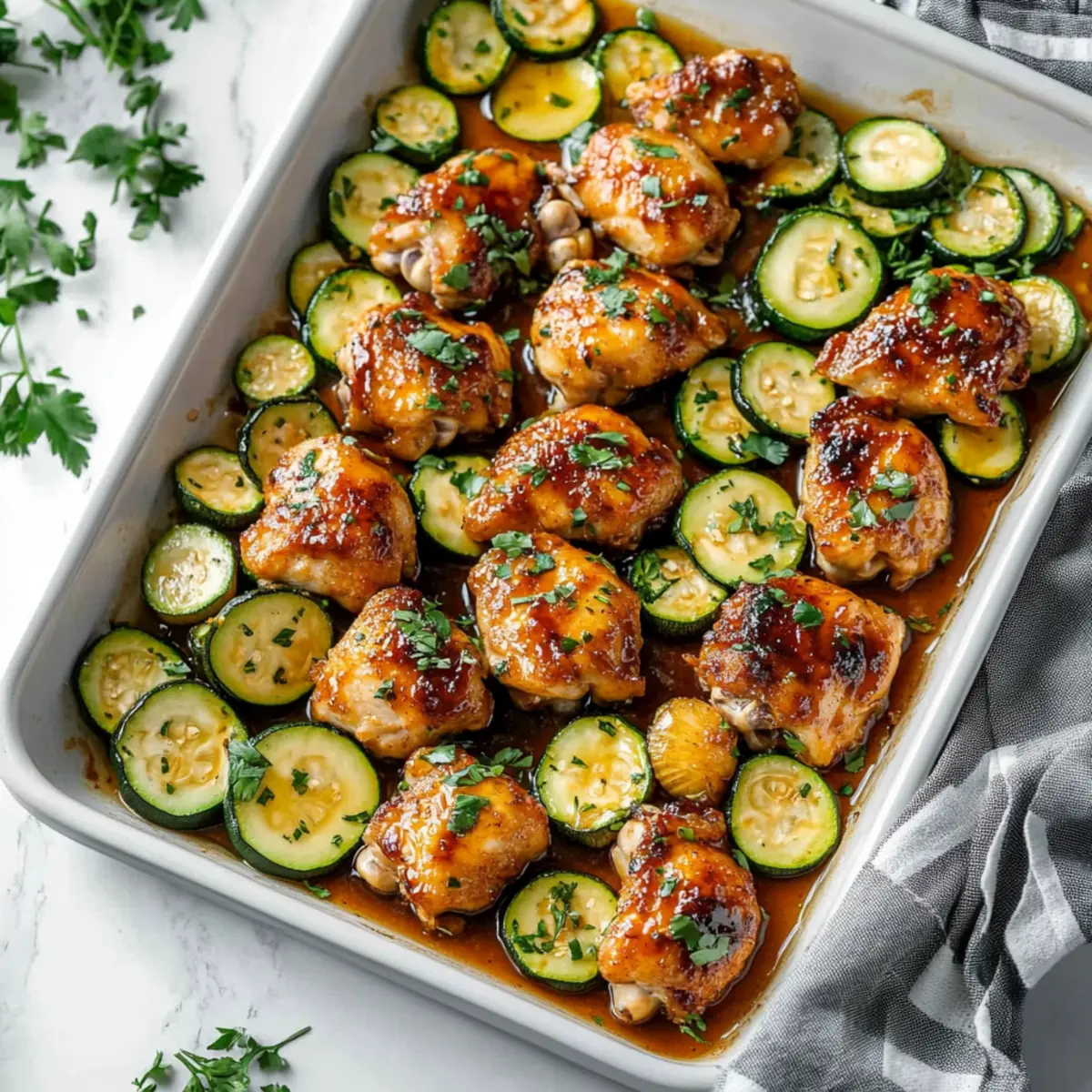 Sheet Pan Hot Honey Garlic Chicken and Zucchini