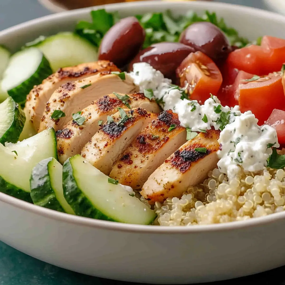 Sunny Greek Chicken Bowls with Lemony Quinoa