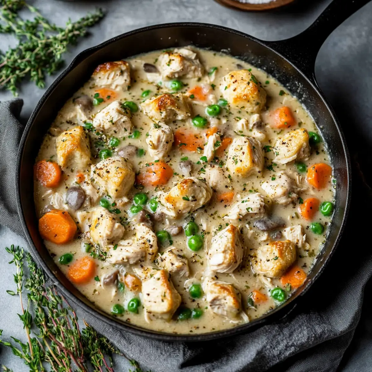 Crustless Chicken Pot Pie Skillet