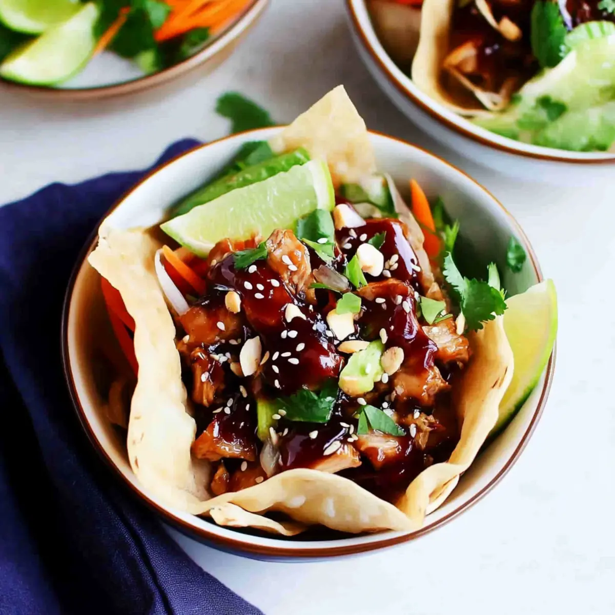 Teriyaki Chicken Wonton Taco Bowls