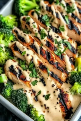 Grilled Chicken Broccoli Bowls with Creamy Garlic Sauce