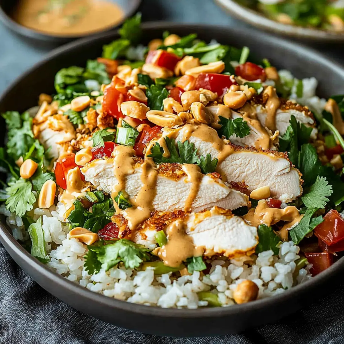 Chicken Crispy Rice Salad with Peanut Dressing