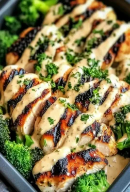 Grilled Chicken Broccoli Bowls with Creamy Garlic Sauce