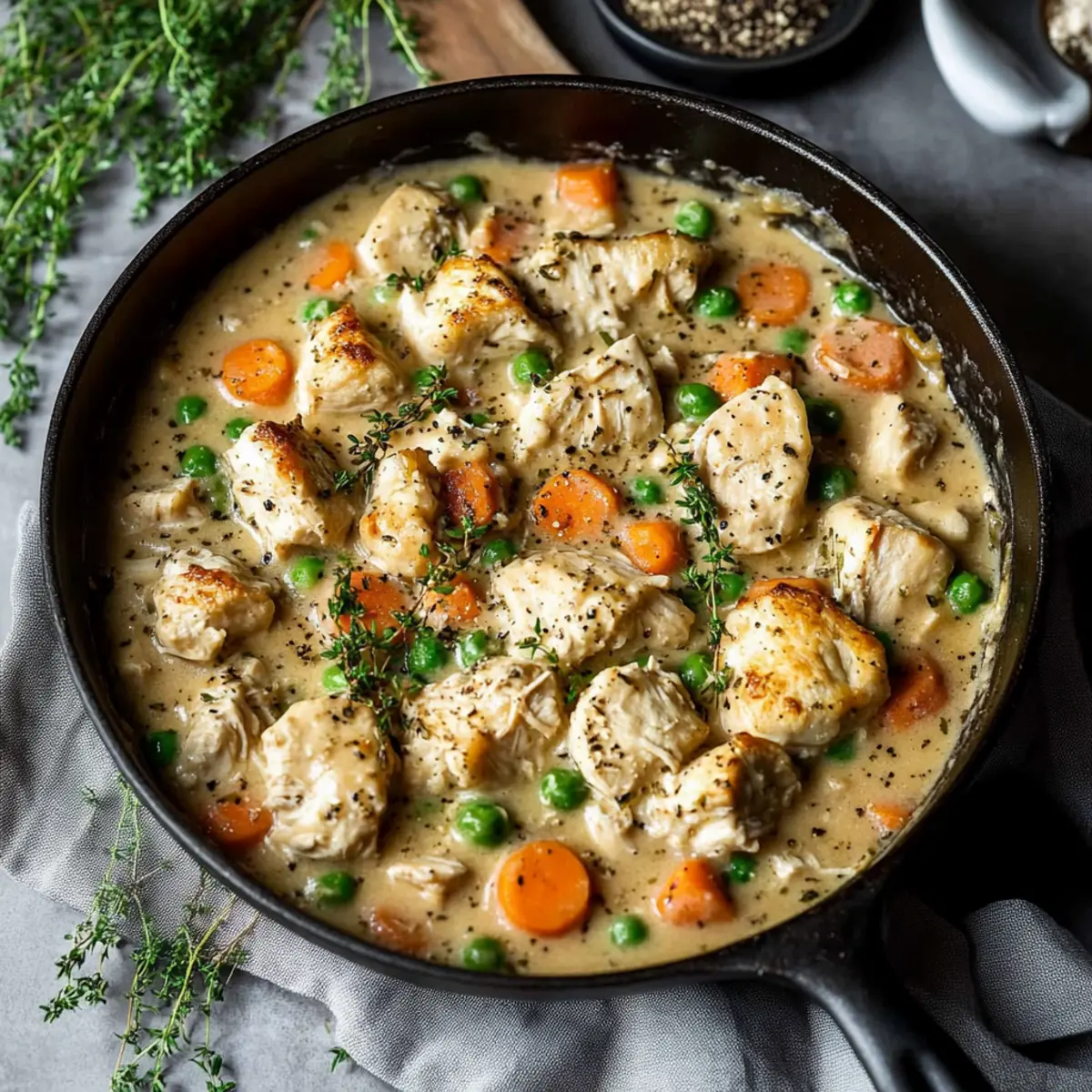Crustless Chicken Pot Pie Skillet