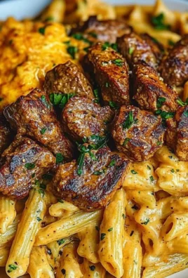 Savory Cajun Steak Tips with Cheesy Penne Parmesan Sauce