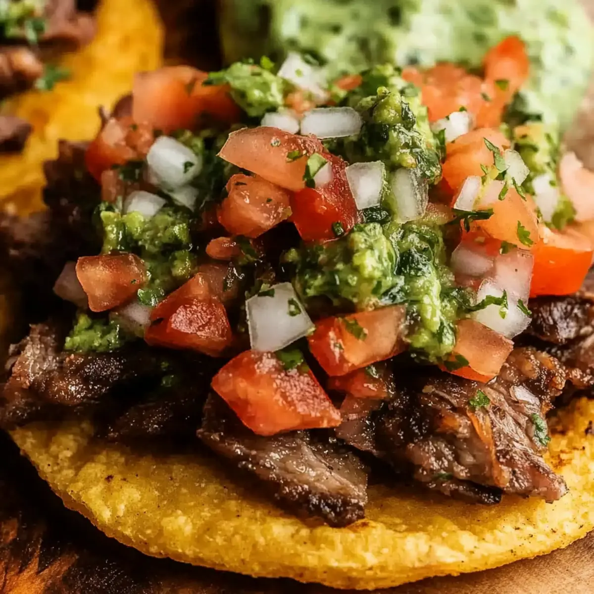 Mexican Tostadas de Carne Asada