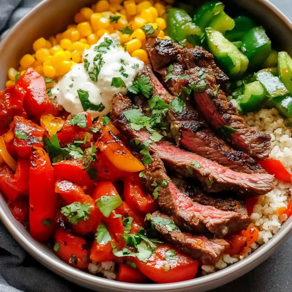 High Protein Steak Fajita Bowl Low Carb