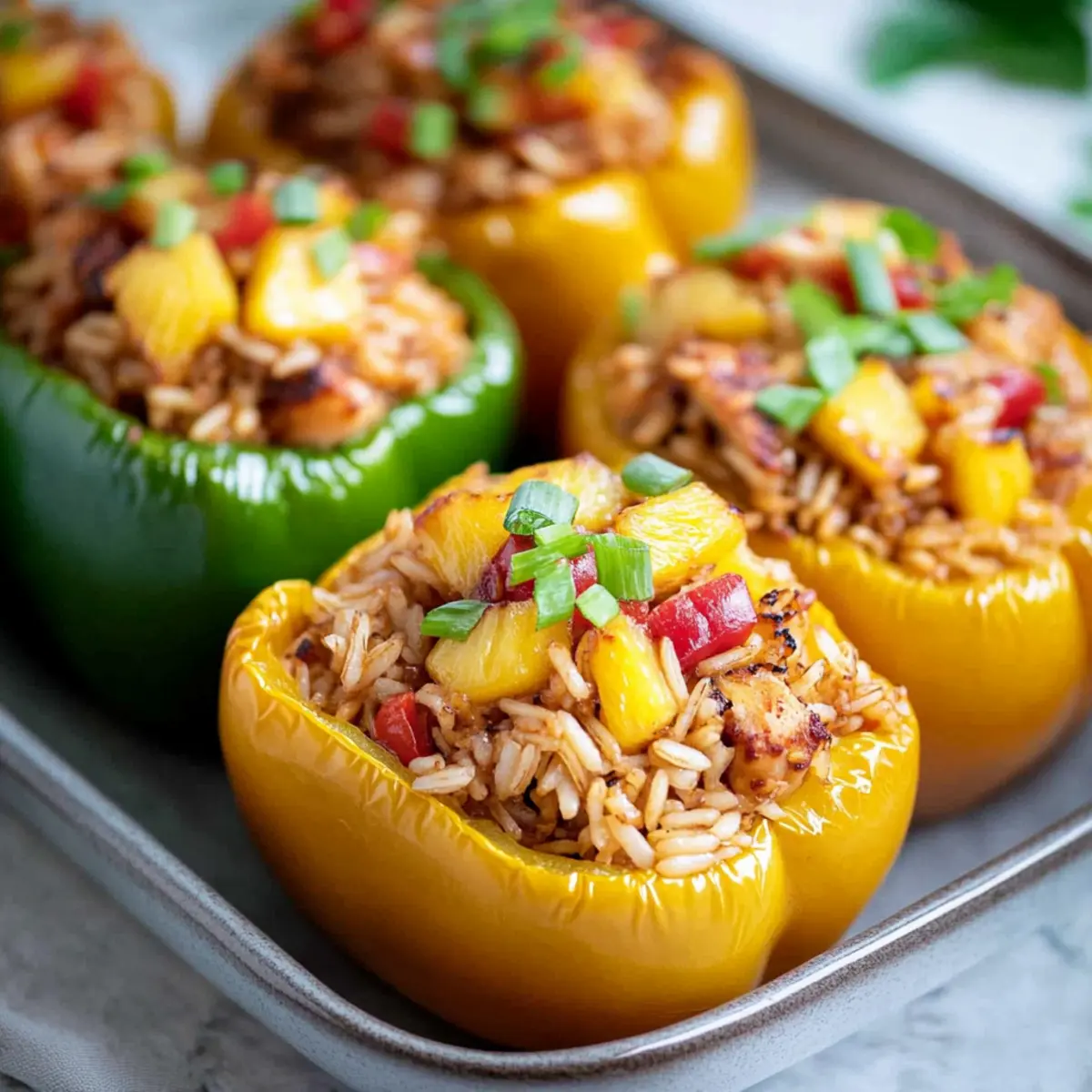 Teriyaki Pineapple Chicken and Rice Stuffed Peppers