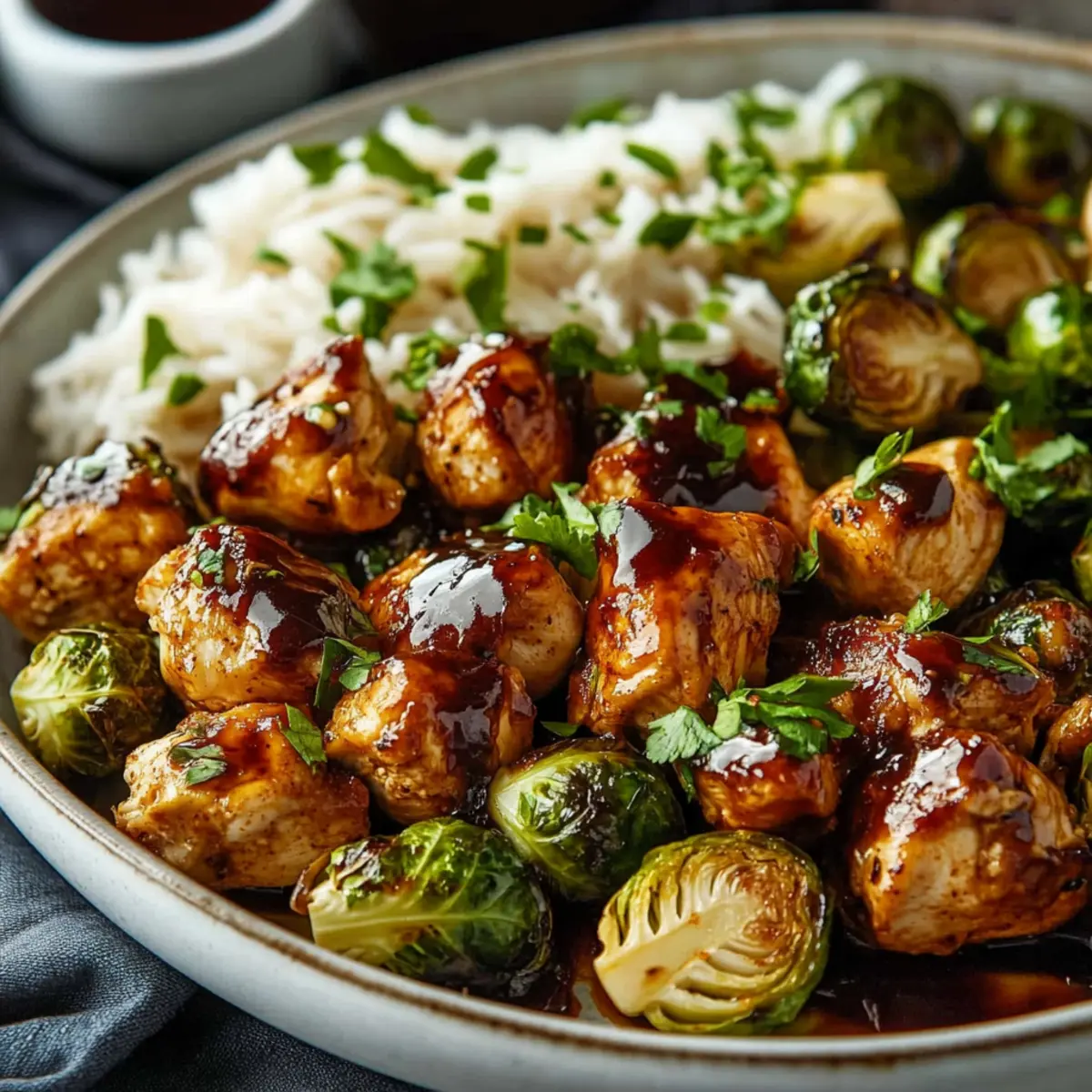 Air Fryer Sweet Chili Chicken and Brussels Sprouts