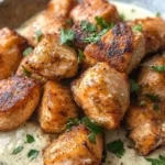 Air Fryer Salmon Bites with Garlic Cream Sauce