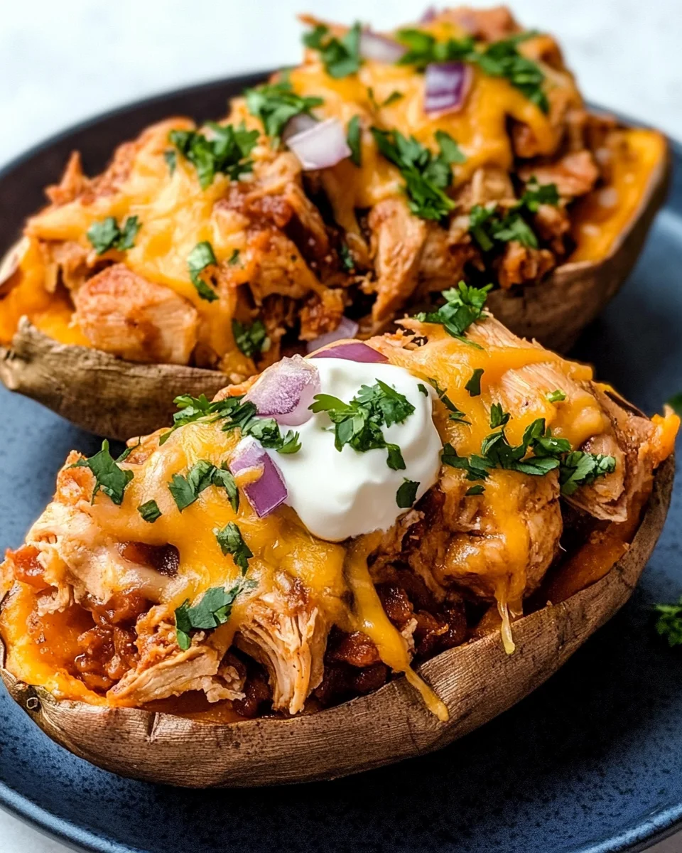 BBQ Chicken Stuffed Sweet Potatoes