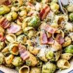 Brussels Sprouts and Bacon Pesto Pasta