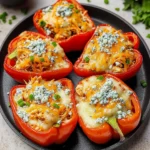 Buffalo Chicken Stuffed Peppers with Homemade Buffalo Sauce
