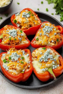 Buffalo Chicken Stuffed Peppers with Homemade Buffalo Sauce