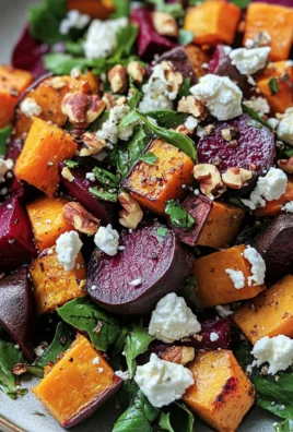 Creamy Roasted Beet Salad with Sweet Potato & Feta