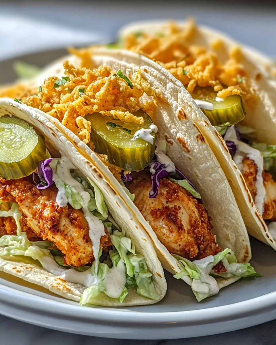 Dill Pickle Ranch Smash Chicken Tacos with Crispy Cheese Lace